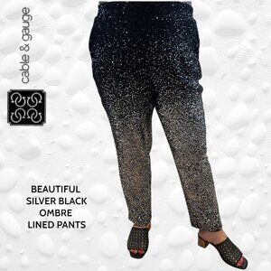 Cable & Gauge Ladies' Silver/Black Ombre Sequin Pants Pull On - XL